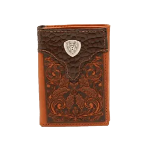 Ariat Men's Silver Shield Logo Western Embossed Wallet