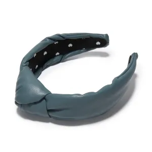 CHARCOAL FAUX LEATHER KNOTTED HEADBAND