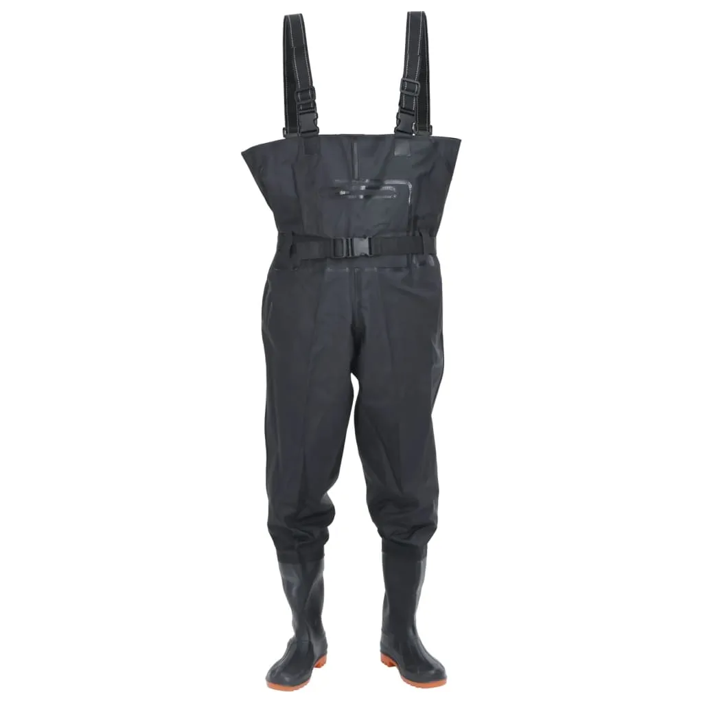 Chest Waders with Boots and Belt Black Size 39