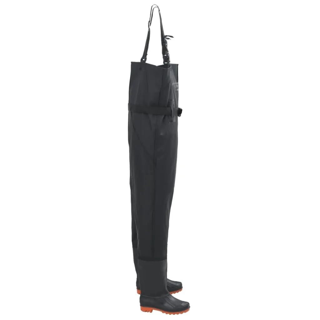 Chest Waders with Boots and Belt Black Size 39