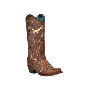 Corral Women's Sand Horse Inlay & Multi Embro Boot