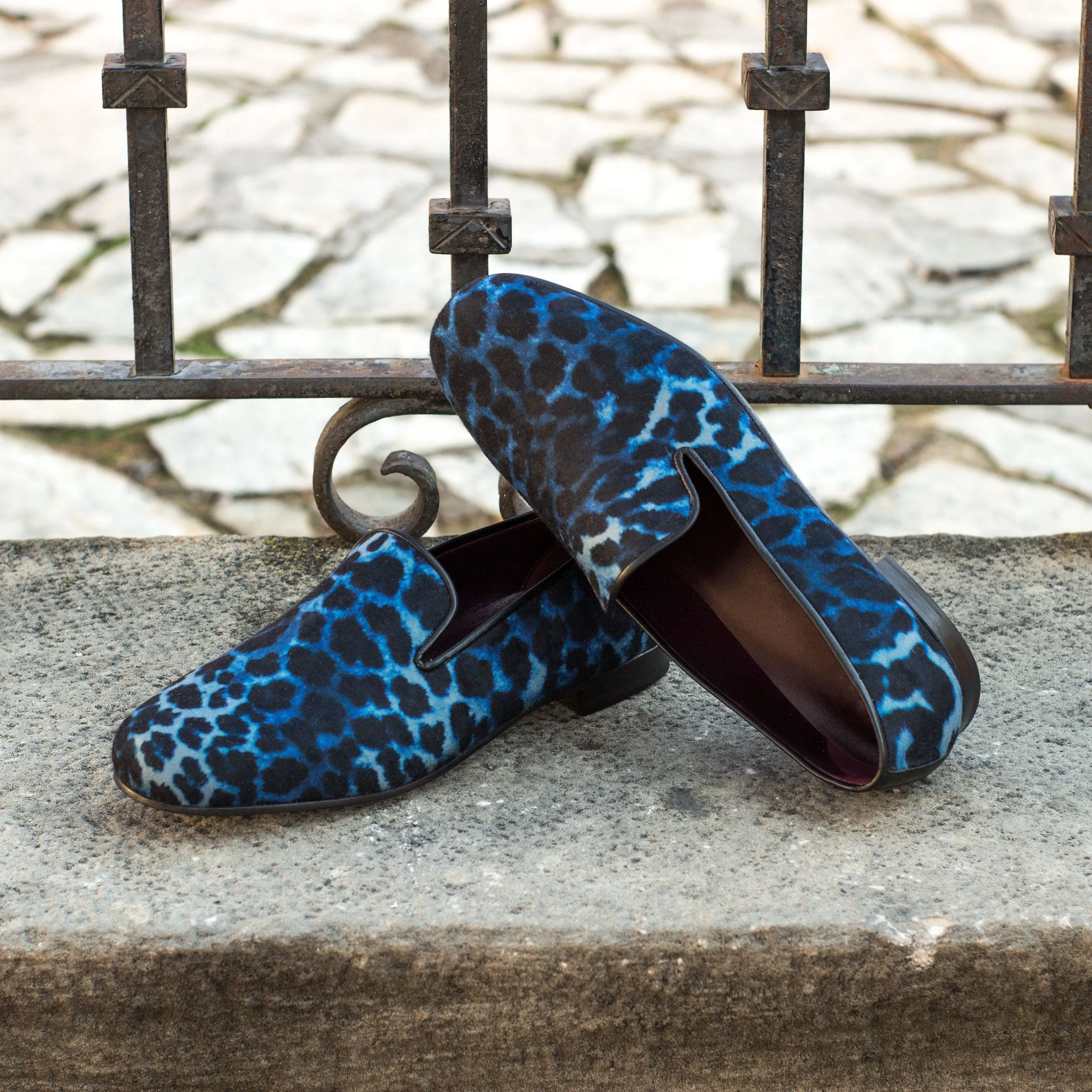 DapperFam Enzo in Black / Leopard Men's Sartorial Slipper