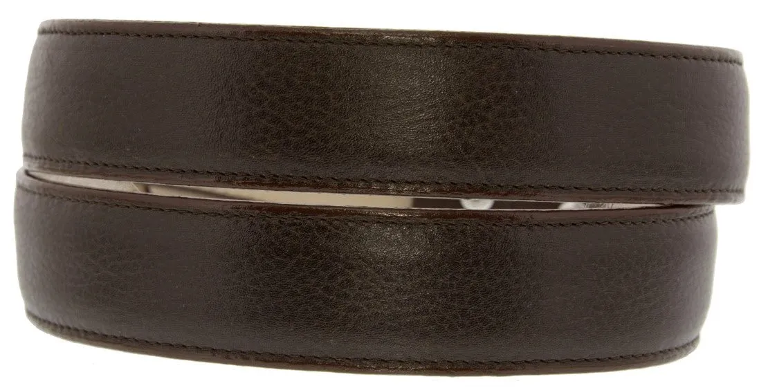 Dark Brown Western Cowboy Belt Solid Grain Leather - Rodeo Buckle