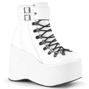 Demonia KERA-21 | White Vegan Leather Ankle Boots