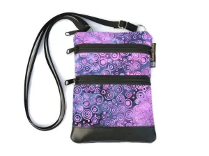 Ella Bella Purse Faux Leather Small Cross Body Purse - Plum Perfect Batik Fabric