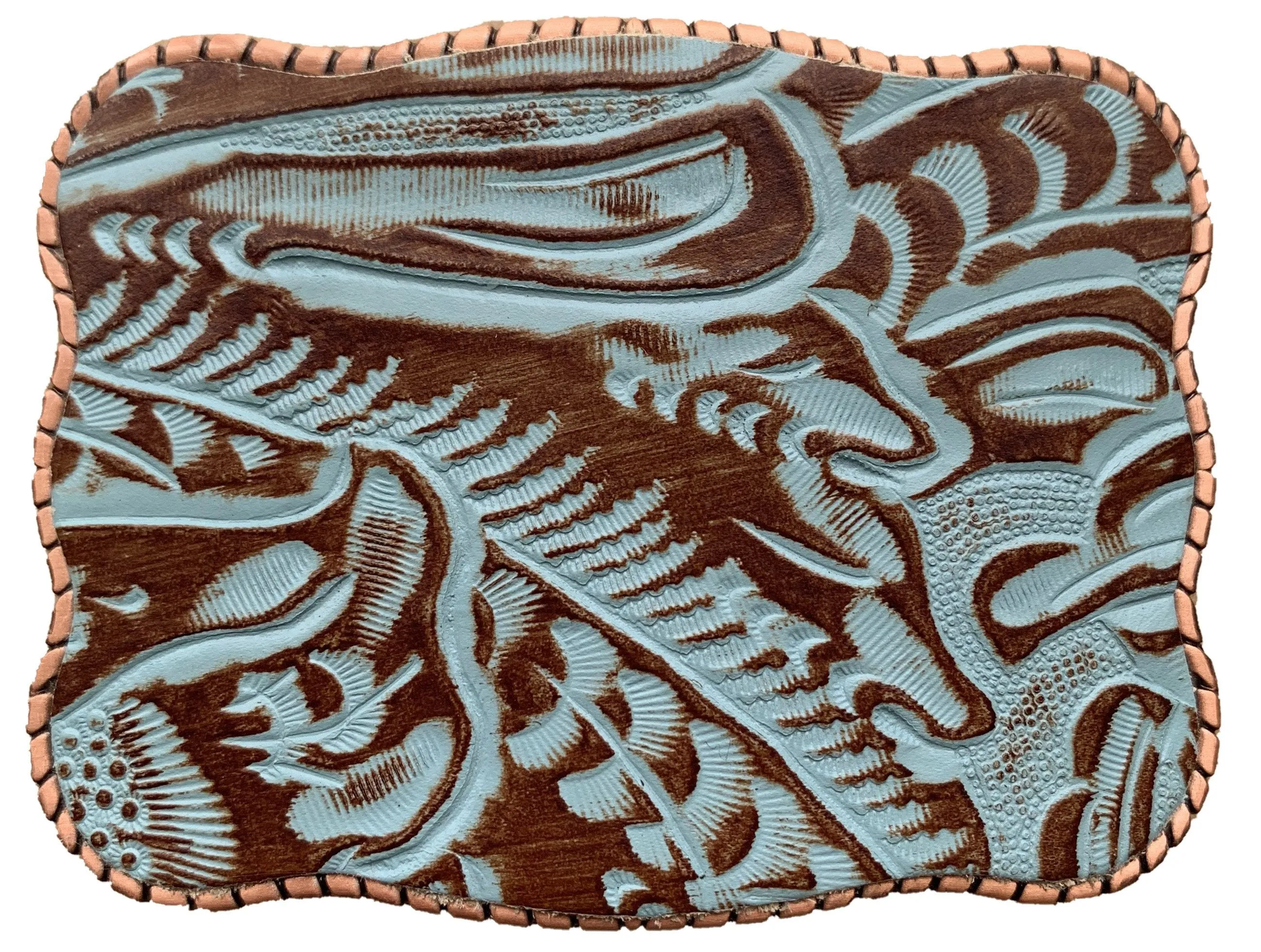 Embossed Turquoise Leather