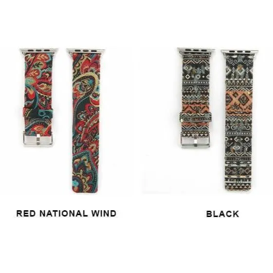 Floral Printed Leather Strap iWatch Bracelet Leather Watchband