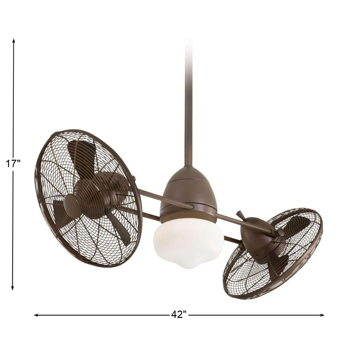 Gyro Wet LED 42" Outdoor Dual Ceiling Fan with Light and Wall Control, Oil Rubbed Bronze