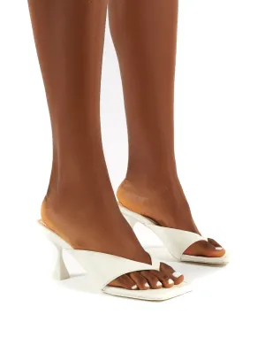 Harlie White Toe Post Square Toe Heeled Mules