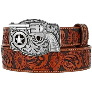 Justin kid´s Lil' Trigger Peanut Brown Tooled Leather Belt