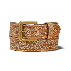 Justin Tan Floral Embossed Belt for Men