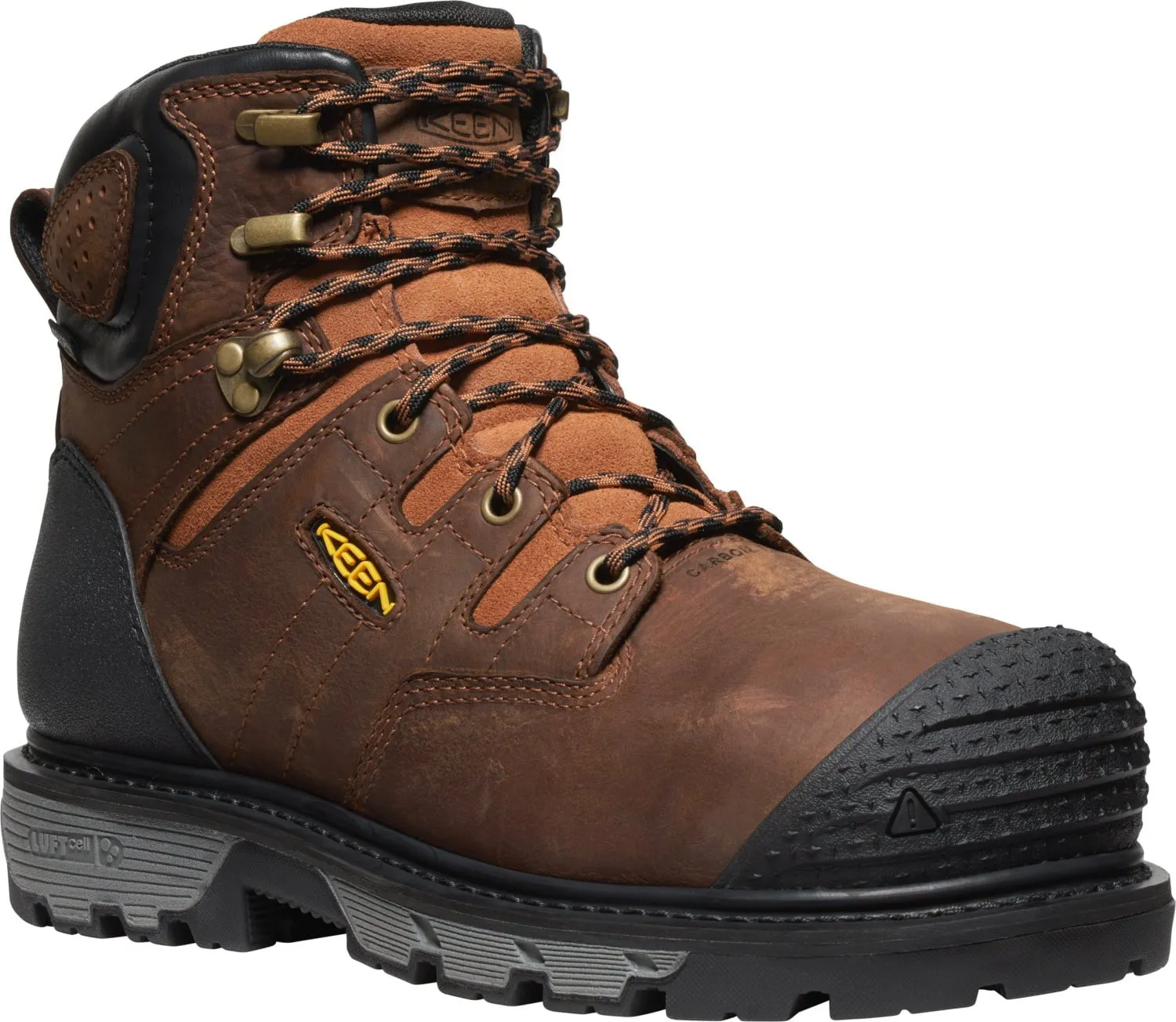 Keen Utility Mens Camden 6in WP Int Met CT Brown/Black Leather Work Boots