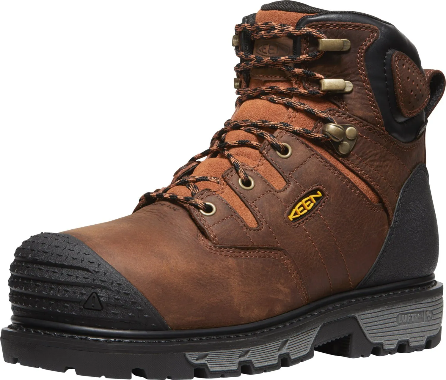 Keen Utility Mens Camden 6in WP Int Met CT Brown/Black Leather Work Boots