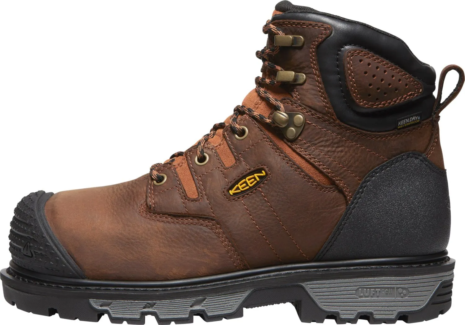 Keen Utility Mens Camden 6in WP Int Met CT Brown/Black Leather Work Boots