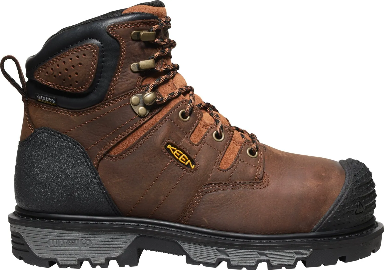 Keen Utility Mens Camden 6in WP Int Met CT Brown/Black Leather Work Boots