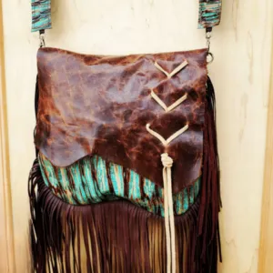 Leather Turquoise Chateau Handbag