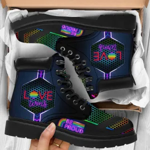 Lgbt Love Wins Be Proud Leather Boots - Christian Shoes For Men And Women