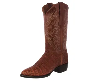 Mens Cognac Alligator Belly Print Leather Cowboy Boots J Toe