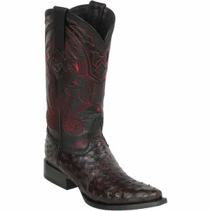 Mens Ostrich Boots Black Cherry Snip Toe