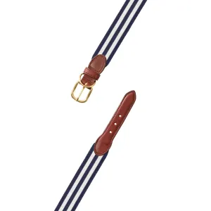 Navy & White Grosgrain Ribbon Dog Collar