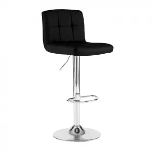 Neo Black Faux Leather Swivel Bar Stool with Polished Chrome Leg