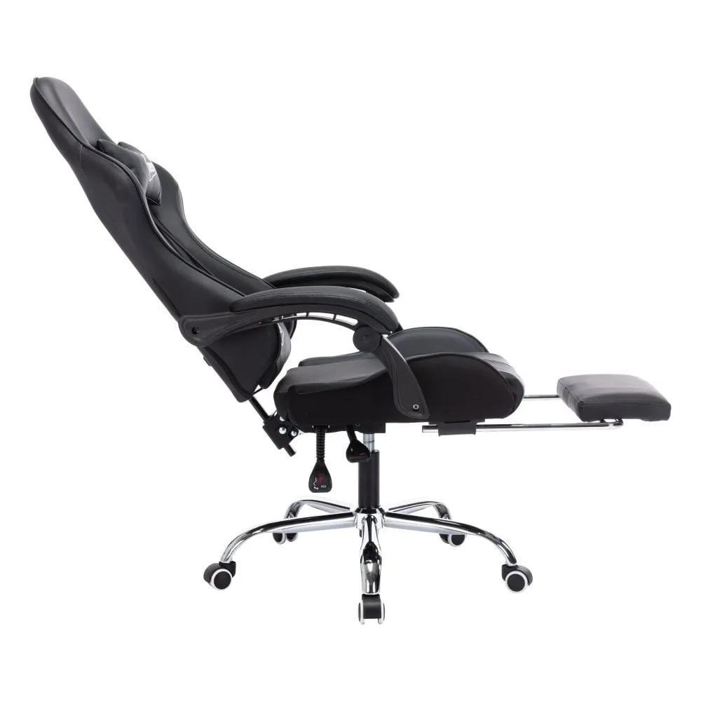 Neo Black Leather Gaming Chair with Massage Function and Footrest