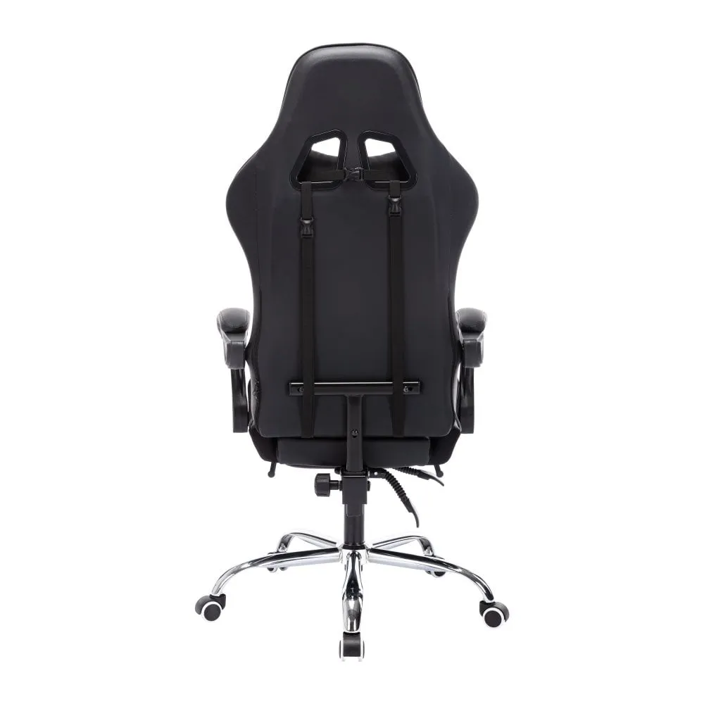 Neo Black Leather Gaming Chair with Massage Function and Footrest