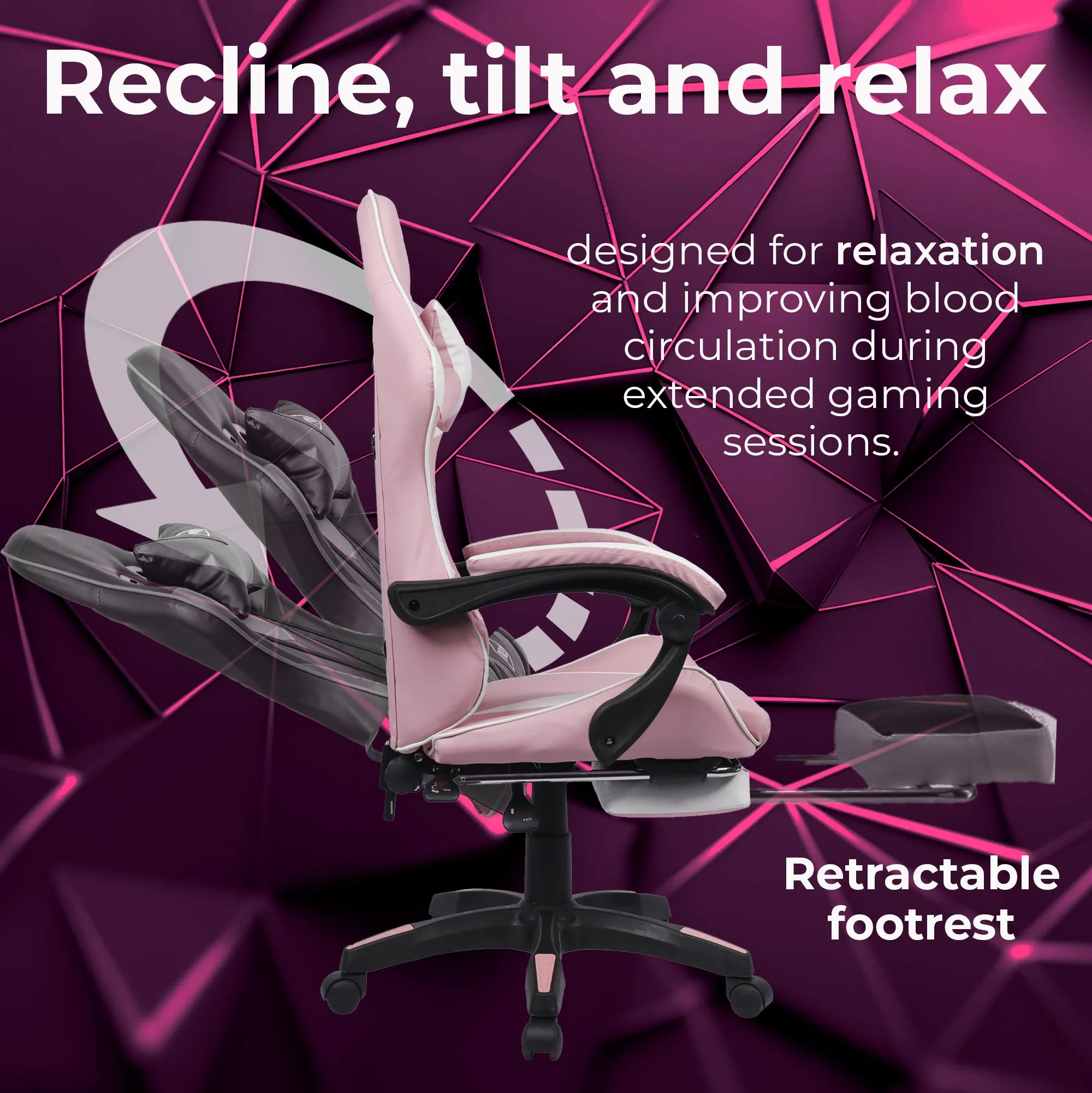 Neo Pink and White Massage Leather Gaming Chair