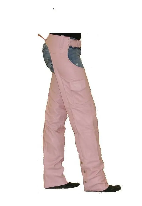 Pink Leather Chaps With Mesh Lining, C325-Pink-DL