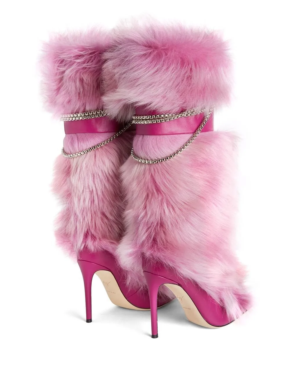 Pre Order:  Furry Leather Chained Leg Stiletto