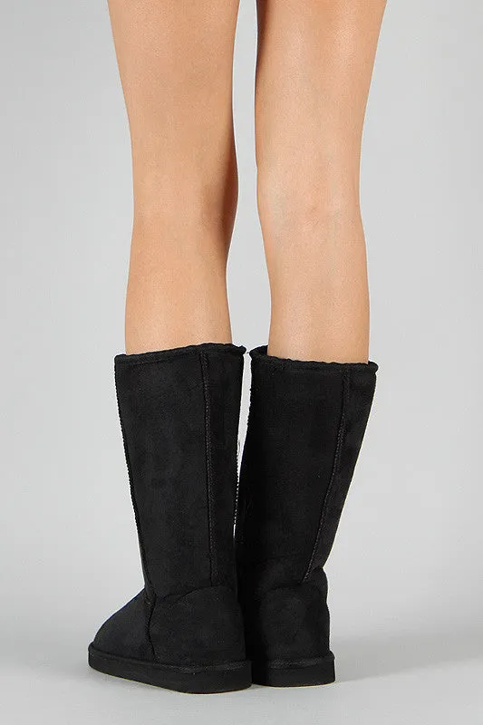 Round Toe Mid Calf Flat Boot