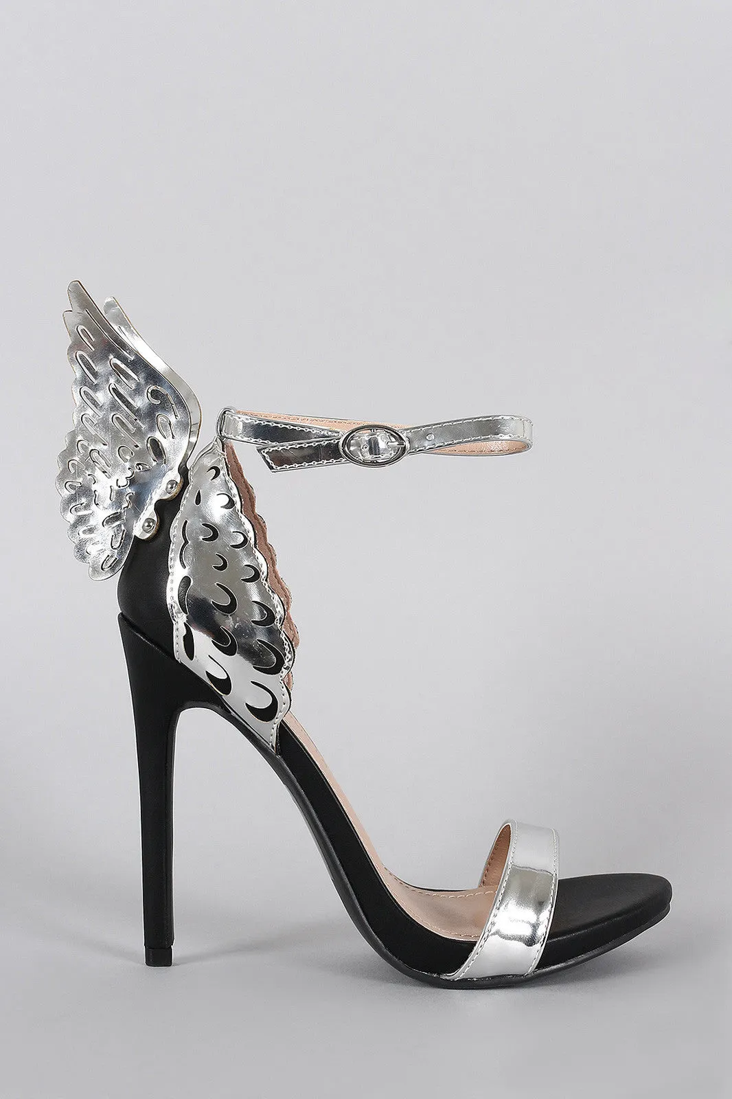 Shoe Republic LA Angle Wings Two Tone Ankle Strap Heel