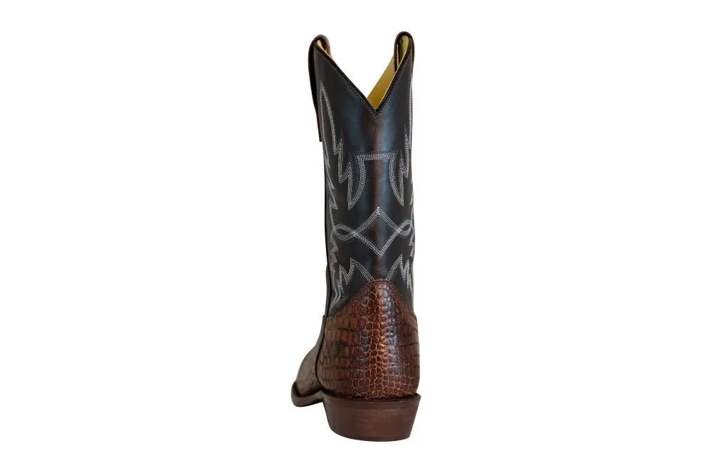 TuffRider Men's Grant Leather Printed Wide Square Toe Western Boots