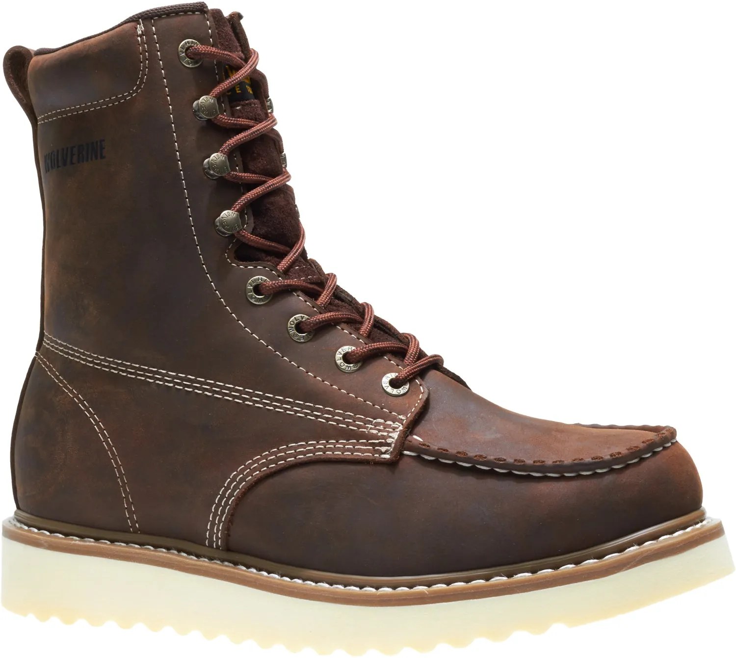 Wolverine Mens Brown Leather Loader ST 8in Work Boots