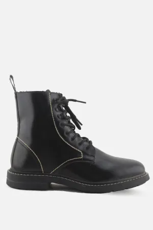 Zara Laces Combat Ankle Boots | 100% Synthetic Leather